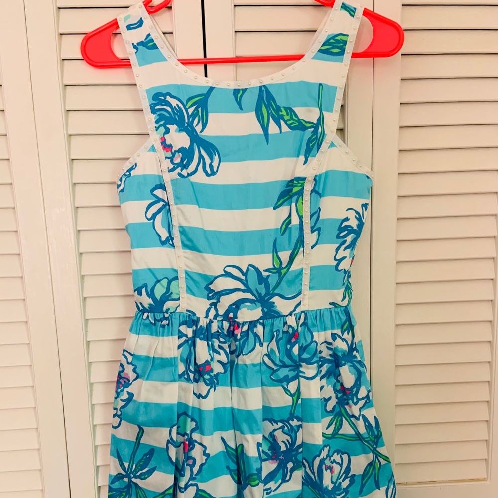 Lilly Pulitzer Sandrine Dress Shorely Blue Pearls